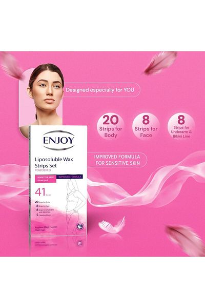 Enjoy 41pcs Liposoluble Wax Strips – Powdered, Sensitive Skin, Face & Body Hair Removal Set