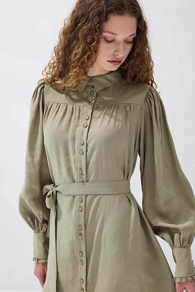 Hooopstore Φόρεμα Khaki Modal με ζώνη