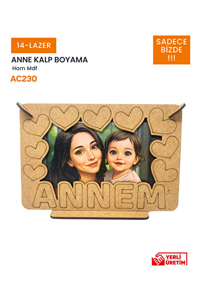 14lazerkesim Anneler Günü 10 Adet Canım Annem Boyanabilir Çerçeve