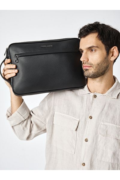 Pierre Cardin حقيبة كمبيوتر محمول سوداء 2022 - حقيبة كمبيوتر محمول وحقيبة كتف