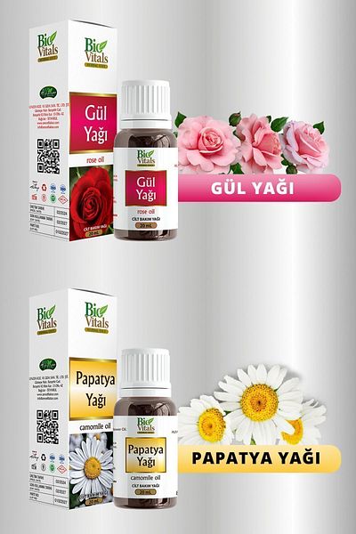 Bio Vitals Aromatic Massage and Skin Care Oil Set - Rose and Chamomile