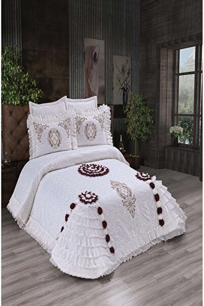 Madamca GÖZDE غطاء سرير من الساتان مكون من 4 قطع