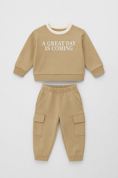 LUESS Boy's Top and Bottom 100% Cotton Text Printed Set (3-4 Years Old, 8-9 Years Old)