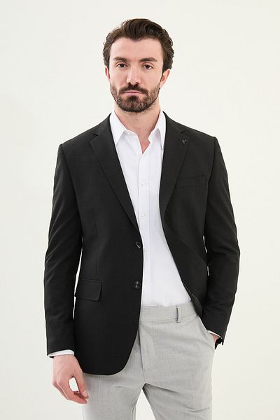 Mcr Plaid Black Slim Fit Mono Collar Men's Jacket