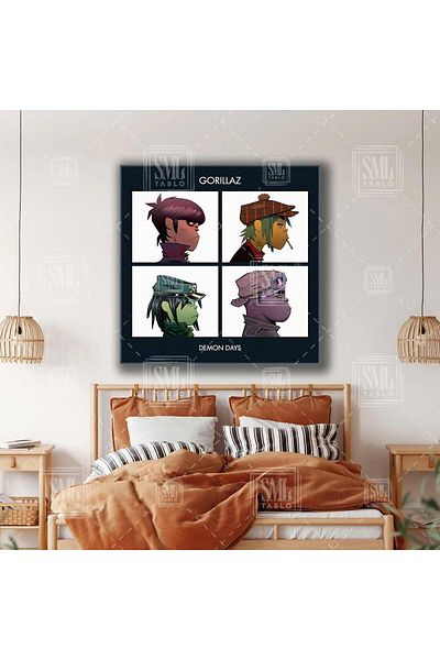 SML TABLO Εξώφυλλο άλμπουμ Gorillaz Demon Days Τετράγωνος πίνακας σε καμβά