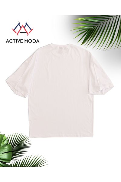 ACTIVE MODA -Men's Short Sleeve Black Printed Tshirt Large Size Oversize Cotton Fabric