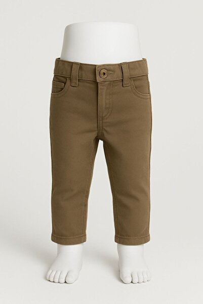 minny max Bej Renk Gabardin Kumaş Beli Ayarlanabilir Lastikli Çocuk Pantolon