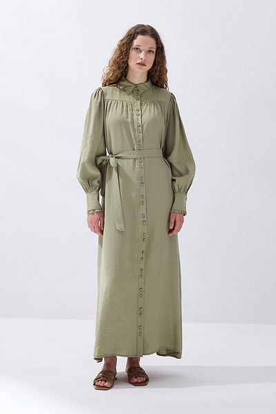 Hooopstore Φόρεμα Khaki Modal με ζώνη