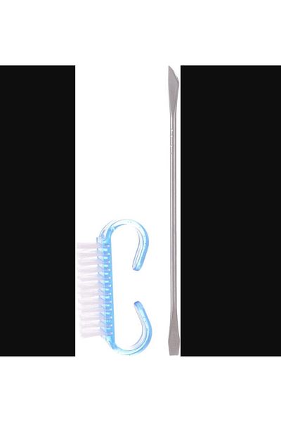 LA PERLA TECH Manicure - Pedicure Tools Brush and Nail Pusher (Blue)