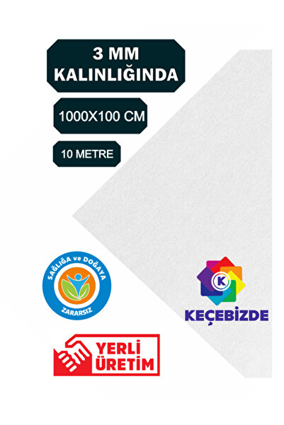 KeçeBizde KALIN BEYAZ KEÇE 3 MM KALINLIĞINDA 10 MT