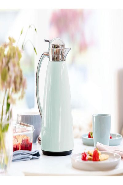emsa 1L Campo Flask Quick Tip, Metal ABS Plastic, Pastel Mint, leak-proof, hot/cold retention.