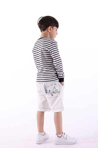 Ozmoz By Mukadder Özden Organic Canvas White Spring Boys Shorts