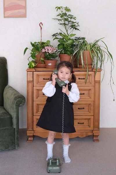 Ceylan Otantik Black Duck Linen Children's Skirted Salopet