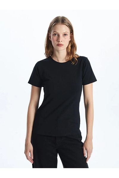 LC Waikiki Γυναικείο T-Shirt LCWAIKIKI Classic Black Crew Neck