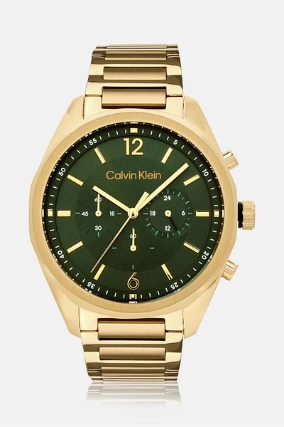 Calvin Klein Men 25200266 Stainless Steel Watch 44mm, Gold/black