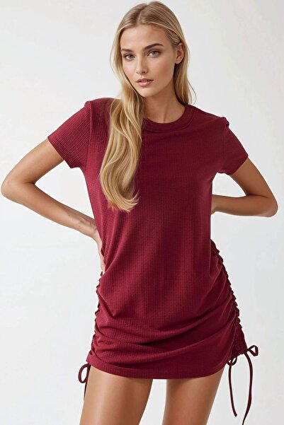 Hiccup Textured Crew Neck Mini Dress