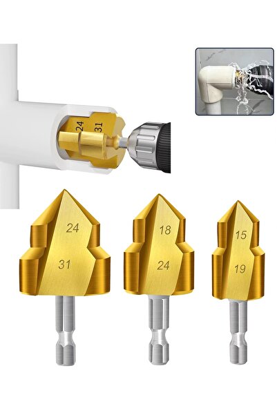 Depolife Pvc Boru Havşa PPRC Boru Onarımı Için Rayba 3 Boy Matkap Ucu Boru Ta...