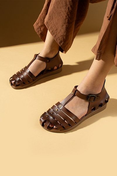Pembe Potin Women's Tan Comfortable Poly Sole Daily Bodrum Sandals