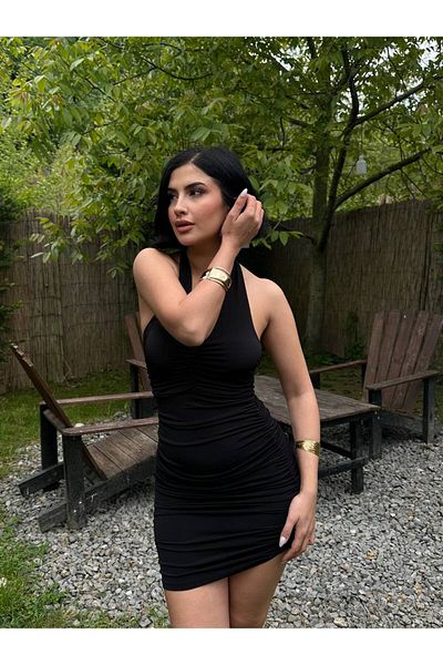 MY LİKA Halter Mini Dress with Cord