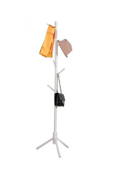 COOYA Coat Rack with 8 Hooks, Solid Sturdy Wooden Coat and Hat Rack, White