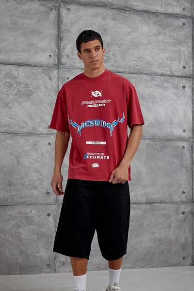 NOMARC Κόκκινο μπλουζάκι Areswing Written Oversize