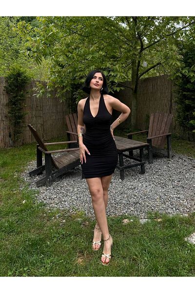 MY LİKA Halter Mini Dress with Cord