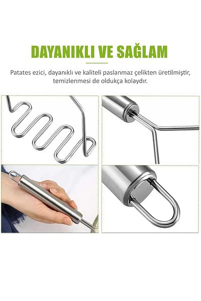 EceAksesuar Practical Luxury Potato Masher Stainless Steel Potato Masher Puree Maker Apparatus Durable Masher