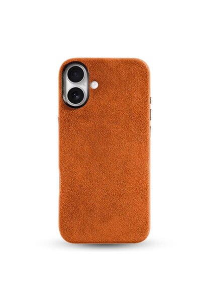 megaMobile Husă megaMOBILE® Alcantara pentru iPhone 16 Plus, portocaliu