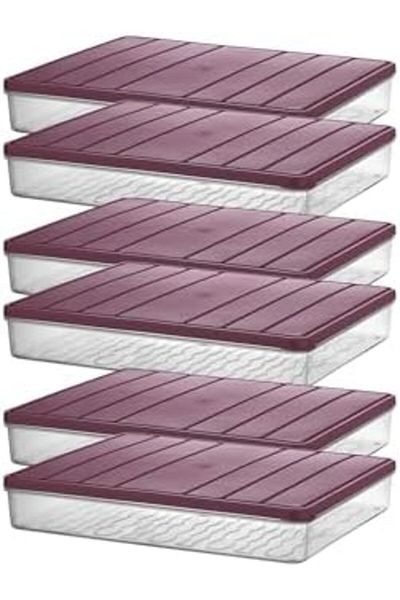 LUXE Home - Nora 6-Piece 2.5 Liter Large Size Ecru Storage Container Lxshp 1055529