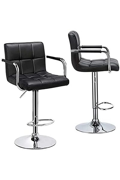 MAPLE HOME DECORATION Power Pu Adjustable Hight Bar Stool Swivl Hydraulic Bar Armchair With Backrest 360° Upholstered Seat