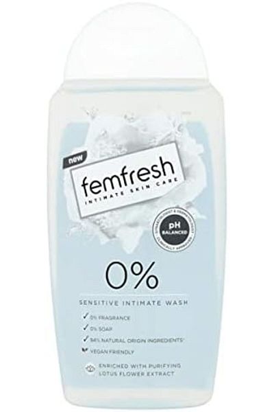 Femfresh Intimate Skin Care 0% Wash, 0% Fragrance, 0% Soap, 94% Natural Origin Ingredients, Vegan Fr