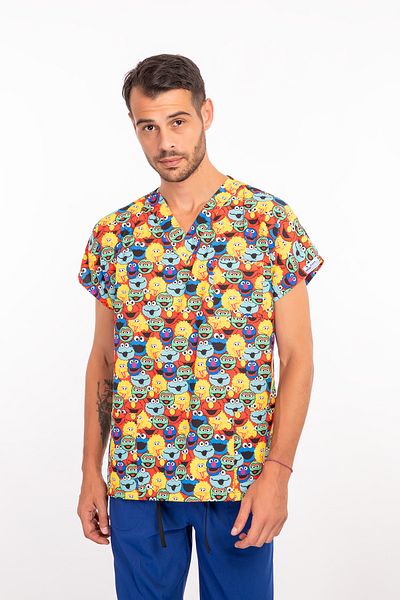 Nur Medikal Giyim Top unisex cu modelul Susam Sokağı din Lycra pentru uniforma de asistentă medicală în spital.