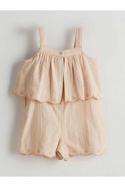 LC Waikiki Lcw Kids Square Collar Frilly Girl's Salopet