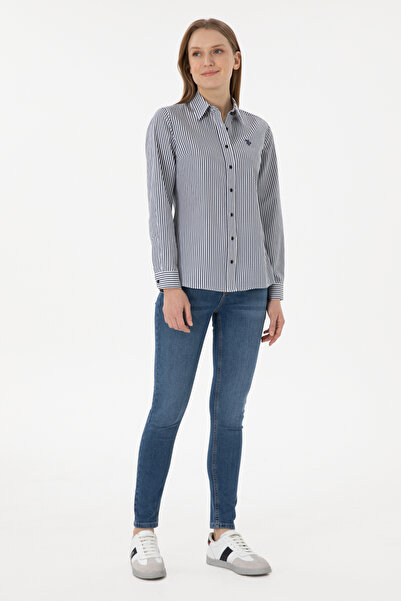 U.S. Polo Assn. Жіноча сорочка з довгими рукавами та синіми смужками 50306407-VR033