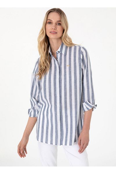 U.S. Polo Assn. U.S. Polo Assn. Cămașă pentru femei, cu guler de cămașă, albastru bleumarin, HENGAS-TNK