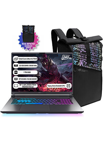 ASUS Rog Strix G18 G815LW-S9127 Ultra 9 275HX 32GB 1TB SSD RTX5080-16GB Dos 18" 240Hz WQXGA