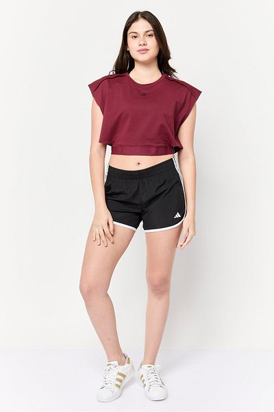 adidas Women Sportswear Fit Cap Sleeve Training Crop Top, Maroon