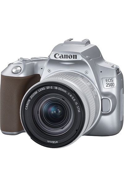 Canon Canon EOS 250D DSLR Camera, 24.1 MP, Wi-Fi, Silver + EF-S 18-55mm, f3.5-5.6 III Lens