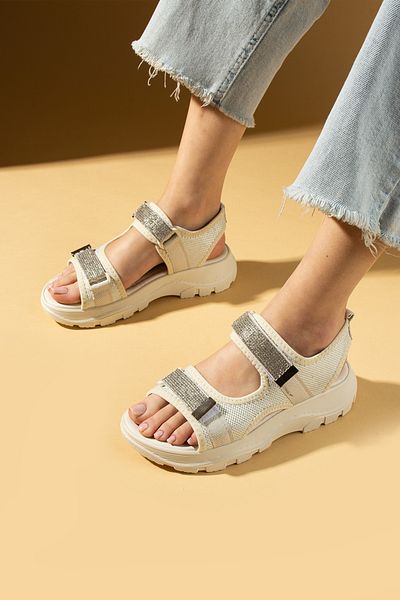Pembe Potin Women's Beige Anatomical Comfortable Sole Daily Conford Sandals