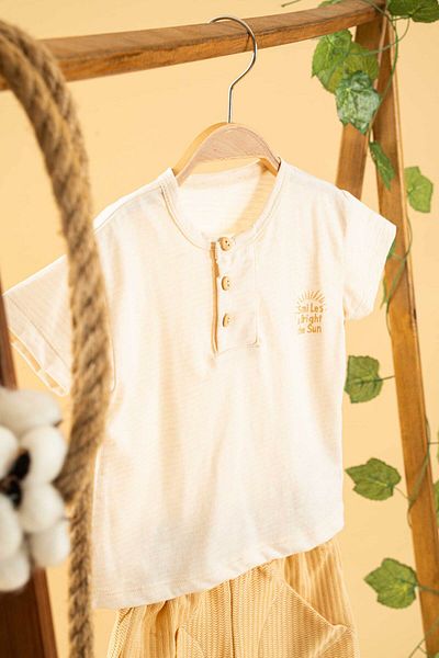 bombe Girl Boy Baby Kids Cream Shorts Comfortable Suit Natural Cotton Trend Fashion Bottom Top Suit