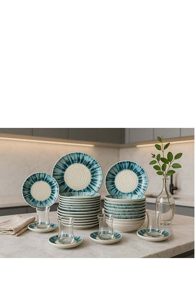 ozo 36-Pieces Luxury Turkish Porcelain Dinnerware – Complete Set for 6 Persons