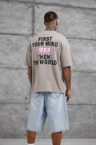 NOMARC Καφέ Μπλουζάκι Oversize Πρώτα Το Πνεύμα σας