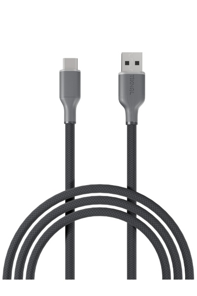 Tiknal تيكناال | كابل USB إلى USB-C - 1 متر - رمادي - نايلون مضفر - شحن سريع ...