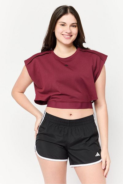 adidas Women Sportswear Fit Cap Sleeve Training Crop Top, Maroon