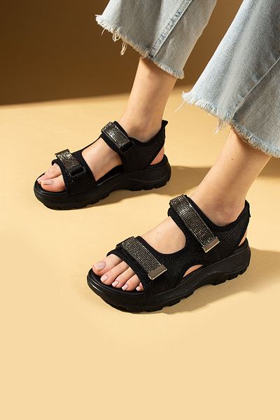 Pembe Potin Women's Black Anatomical Comfortable Sole Daily Conford Sandals