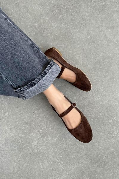 STRASWANS Lisa Women's Genuine Leather Suede Ballerinas Brown