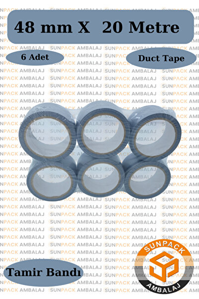 sunpack ambalaj Tamir Bandı (Duct Tape) 48mm X 20m Gri (6 Adet)- Çok Amaçlı, ...