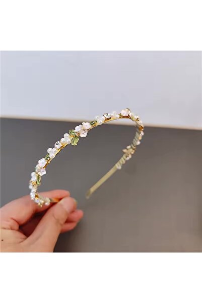 Asteria Jewelry Coroană de mireasă cu perle și detalii florale - Bandă de păr...