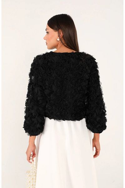 DEMET Sofia Black Organza Rose Jacket