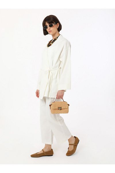 Benin 100% Cotton Elastic Waist Trousers - White - Benin